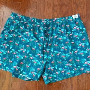 Caribbean Big & Tall Swim Trunks Mens Lined Board Shorts flamingo print 4XB
